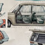 Fiat 124 Lada USSR Technical Drawing Poster