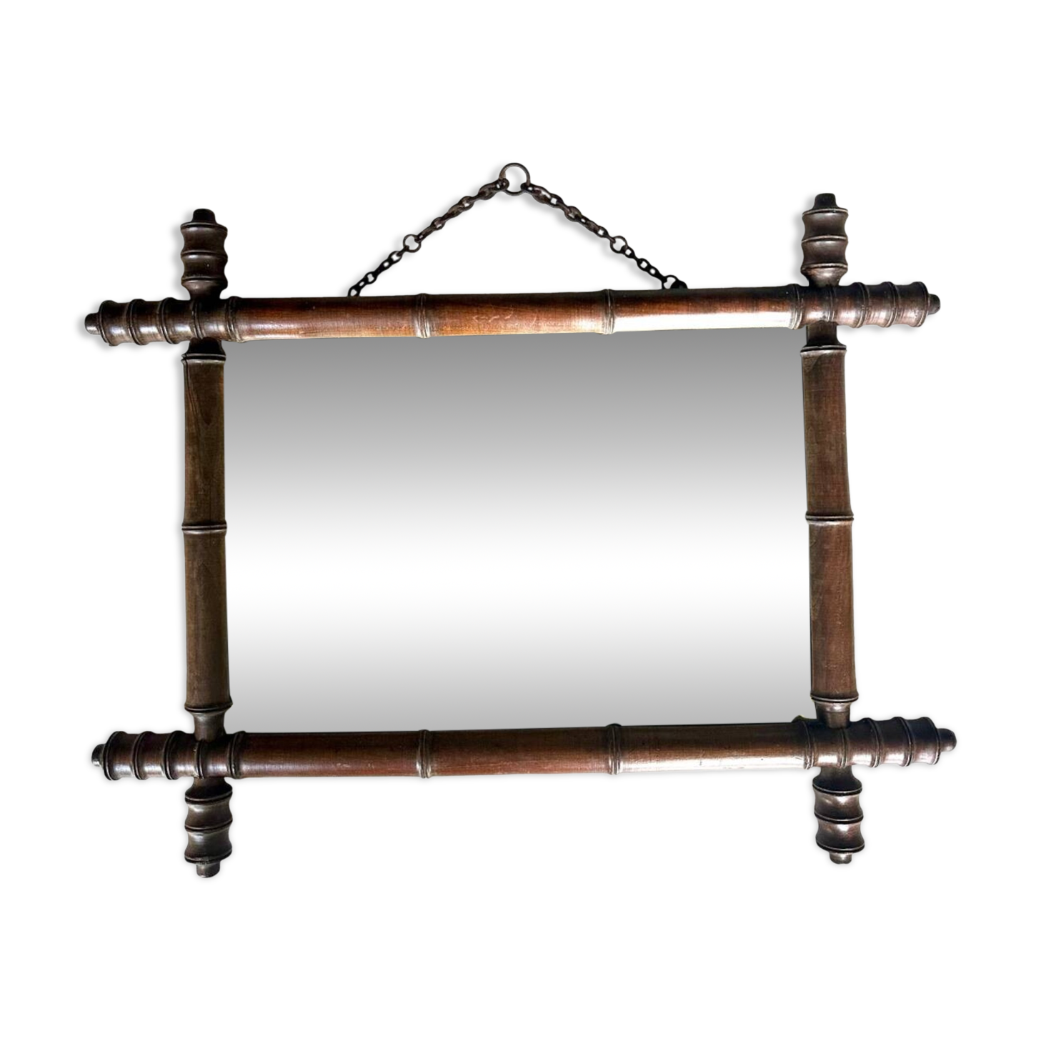 Bamboo-shaped wooden mirror