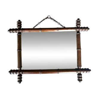 Bamboo-shaped wooden mirror