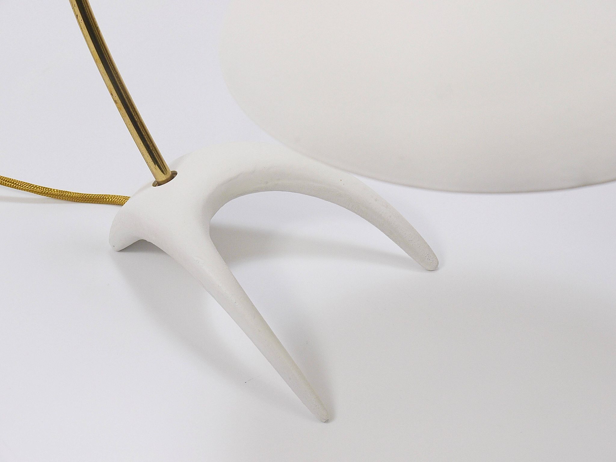White brass desk or table lamp in the Louis Kalff style from the 1950s.
