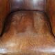 Cognac-colored sheepskin leather club chair
