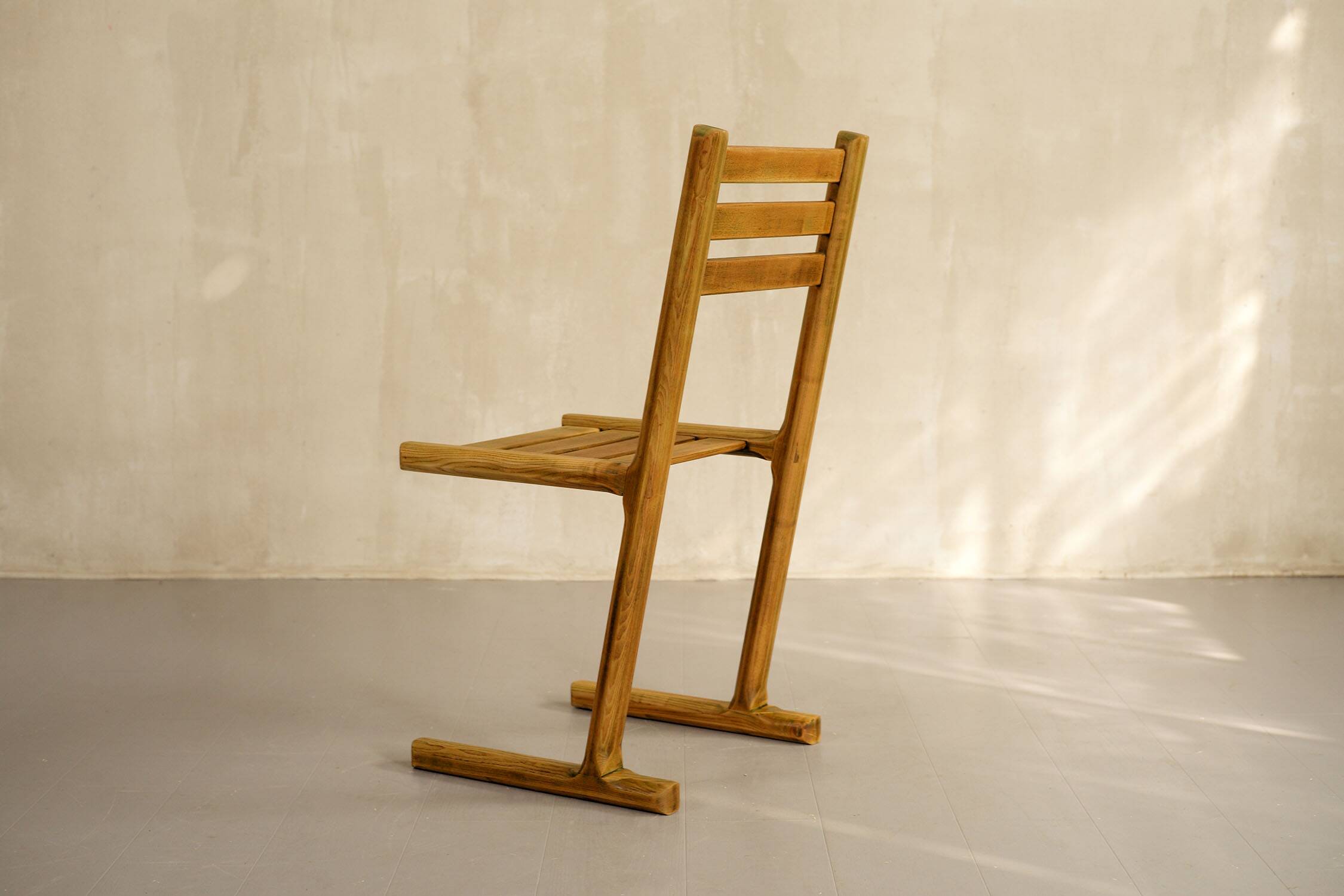 Set of 4 chairs and a bench, France 1960