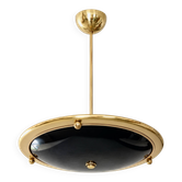 Suspension vintage en laiton doré et noir laqué – Design sculptural 70