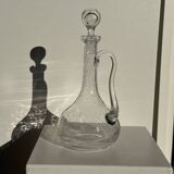 Large transparent glass carafe with a Biot stopper H32 D14.5