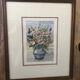 Original watercolor painting monfranc bouquet of flowers + gilded wood frame #a222