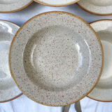 6 Tulowice speckled stoneware soup plates