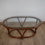 Rattan table and glass