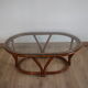 Rattan table and glass