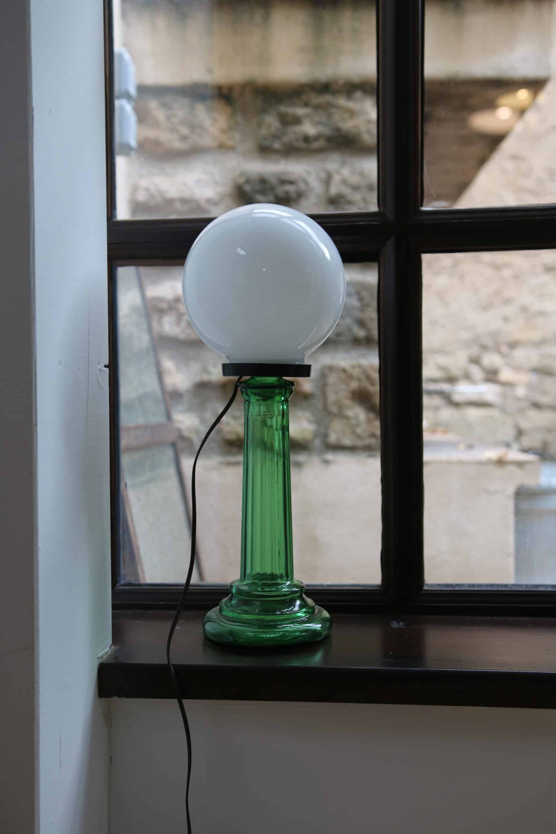 Upcycled opaline lamp