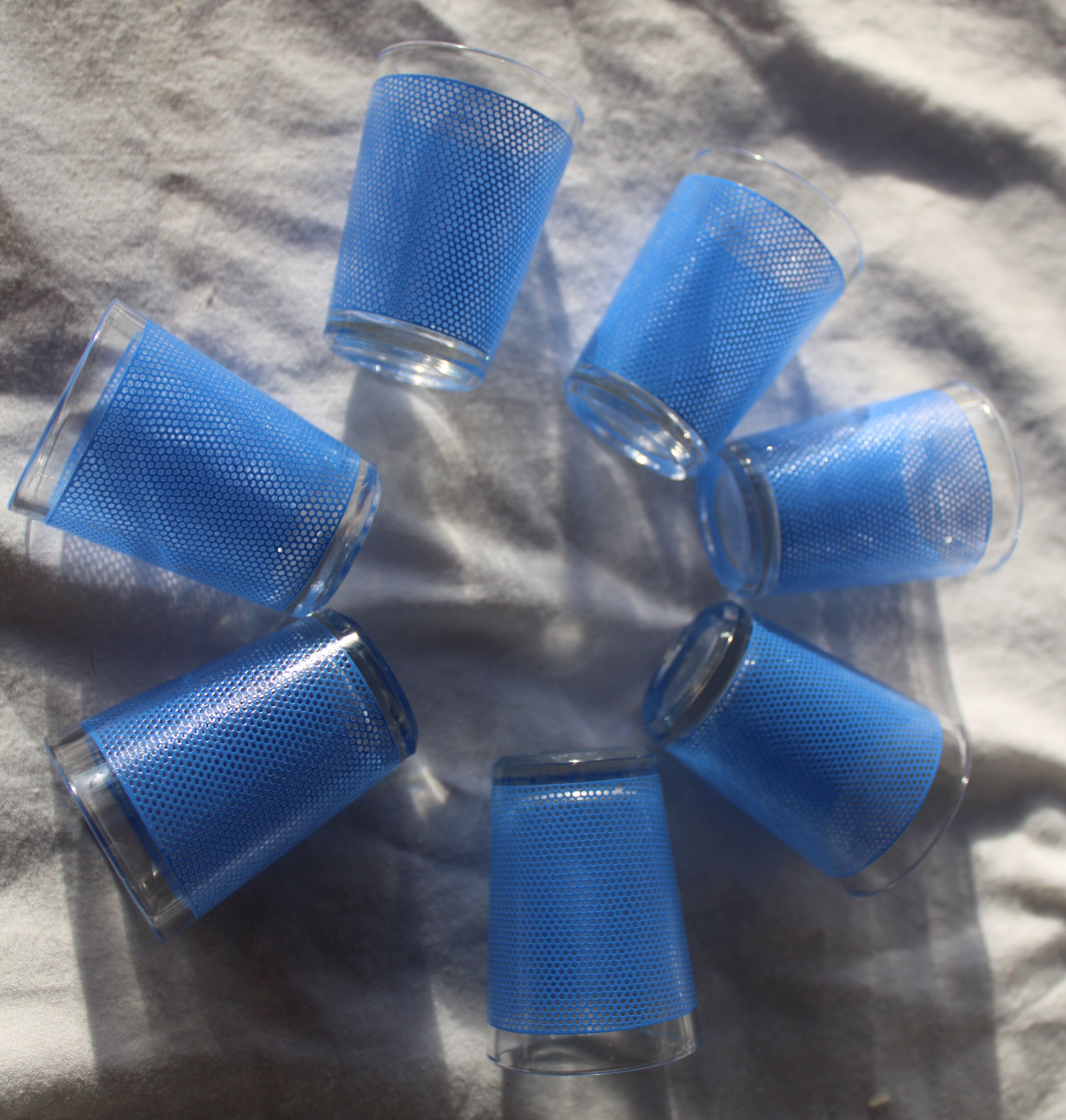 Blue honeycomb decor liqueur service-BVB France-vintage