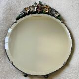 miroir de table vintage décor fleurs bois peint