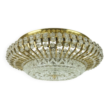 glamorous 1960s mid century CEILING LAMP ceiling fixture brass and glass