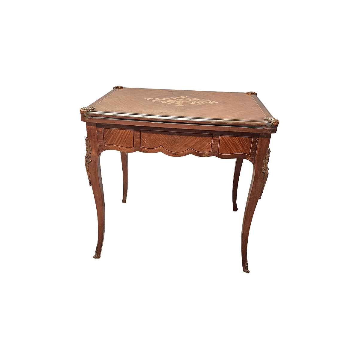 French Louis XV Style Gaming Table With Marquetry, 1960s