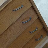 Vintage chest of drawers wood compass feet 1950s