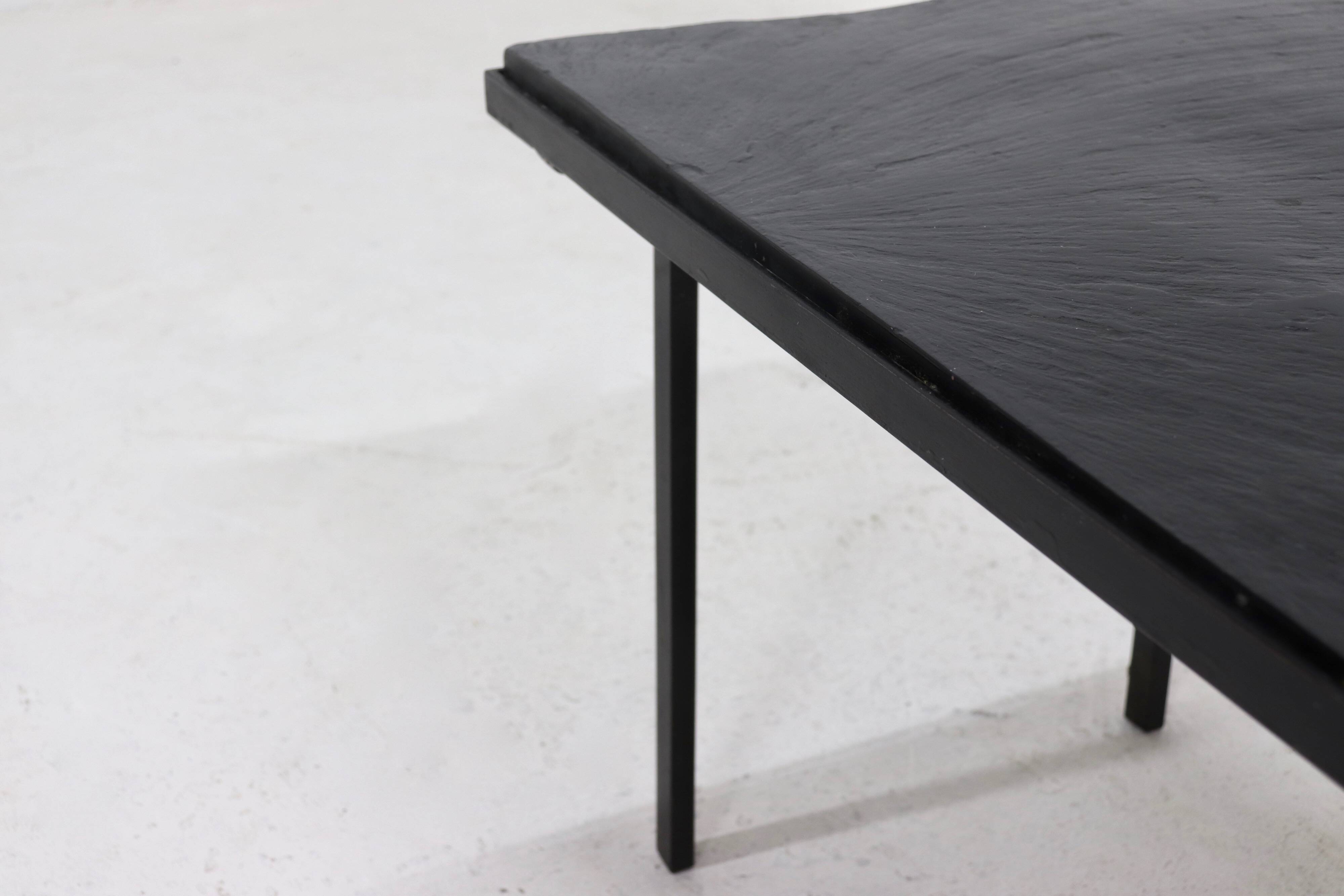 Minimalist Steel and Slate Side or Coffee Table 1960s