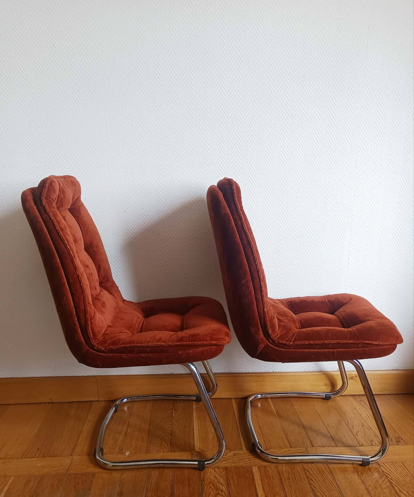 Gastone Rinaldi velvet and chrome chairs 1970