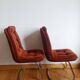 Gastone Rinaldi velvet and chrome chairs 1970