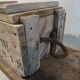 Vintage wooden case military ammunition
