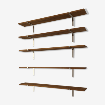 Wall shelves with brackets unique stainless steel pieces and solid oak board