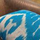 Vintage Silk Ikat Square Cushion Cover, Sky Blue White Arch Medallion 16x16