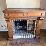 Wood fireplace mantle