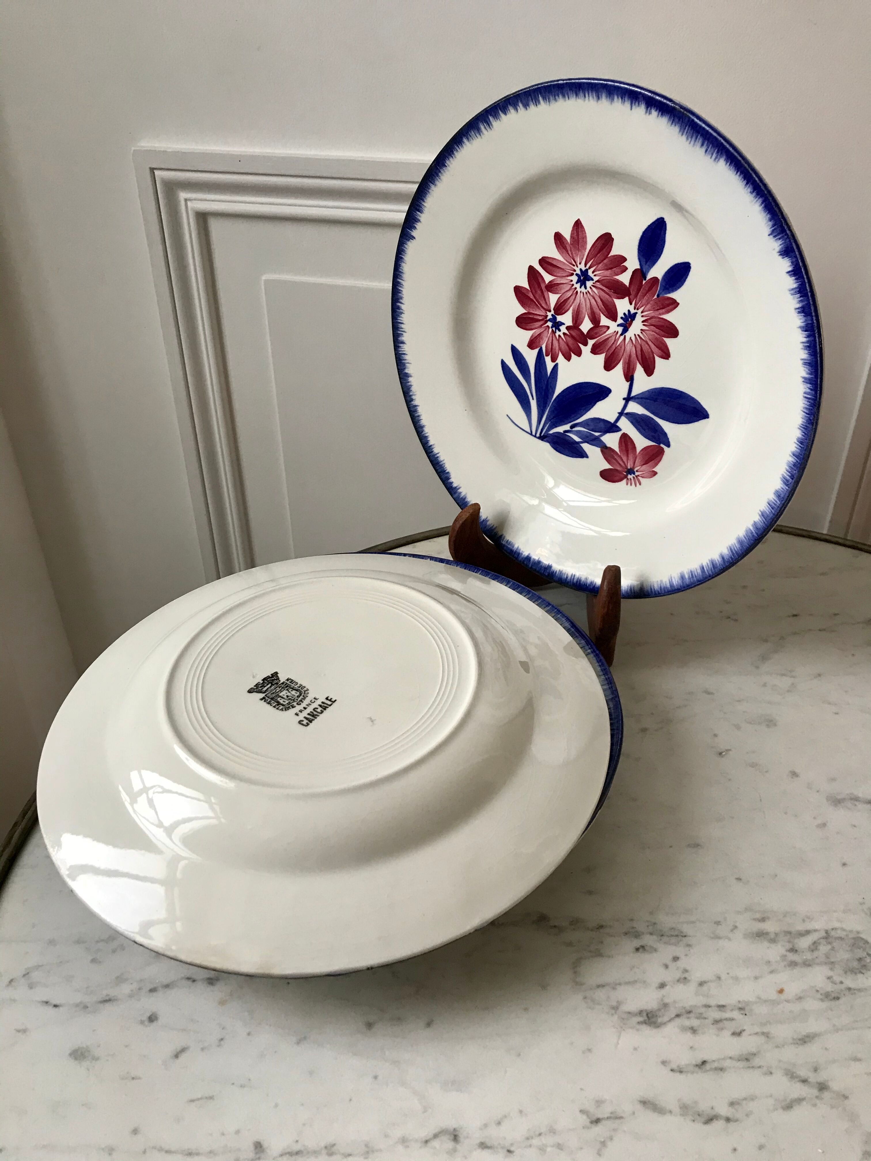 Set of 4 semi-hollow plates gien model "cancale" 40s