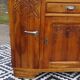Art Deco sideboard in light walnut, grey/white marble