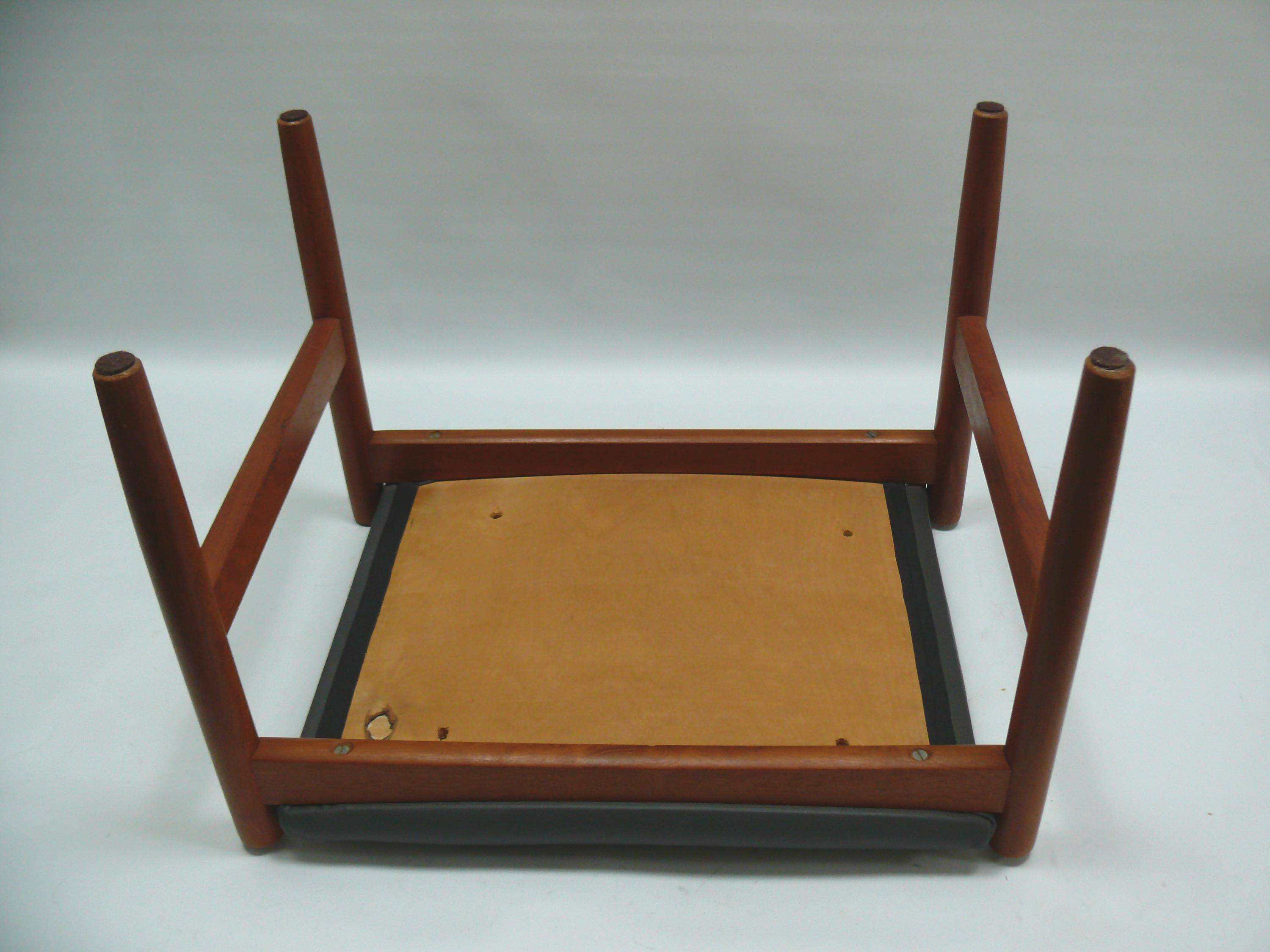 Ottoman stool, teak and leather, Spottrup, Denmark, 1960s