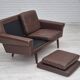 1970s, Danish 2-seater sofa, original brown leather.