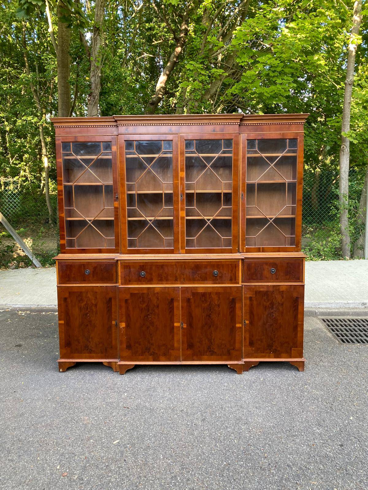 Grand Meuble Bibliothèque / Secrétaire d'Angleterre Style Regency — Bois No