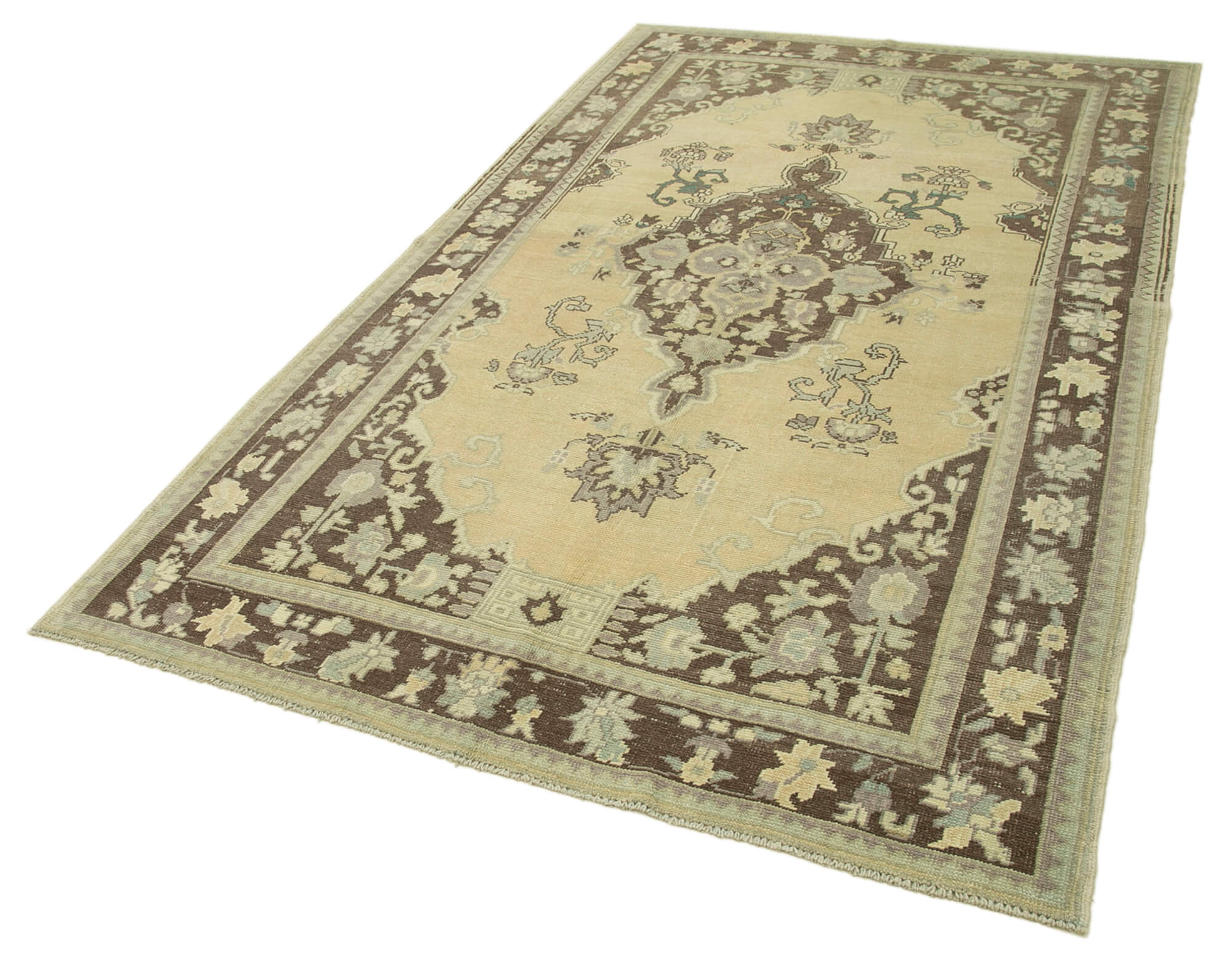 1970s handwoven vintage anatolian beige carpet 155 cm x 266 cm
