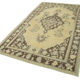 1970s handwoven vintage anatolian beige carpet 155 cm x 266 cm