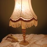 Vintage brass granny lamp | Ecru silk pagoda shade, 1950s/60s