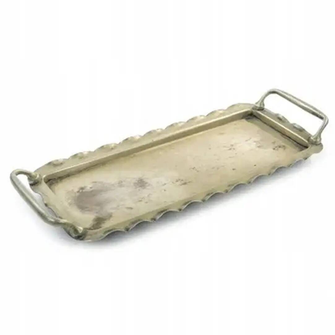 Tray, Art Nouveau, silver-plated brass, white porcelain, Austria, early 20th century