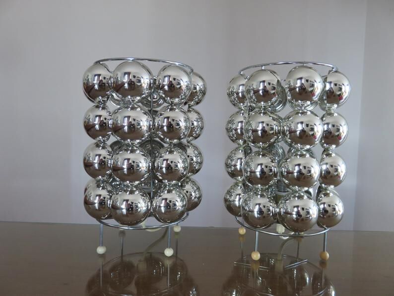 "Half spheres" lamp in chrome polycarbonate 70s