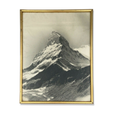 Photo ancienne en noir et blanc montagne artistique dans cadre dore