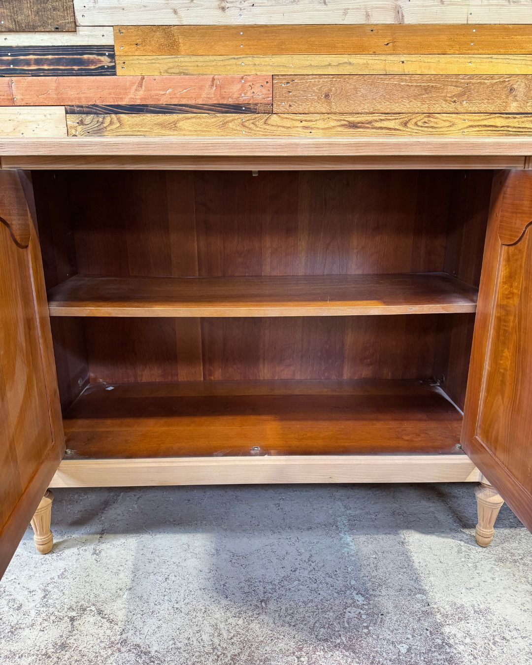 Aero-sanded cherry wood enfilade