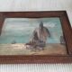 Old oil painting depicting a marine scene