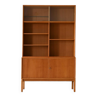 Vintage oak bookcase with display case