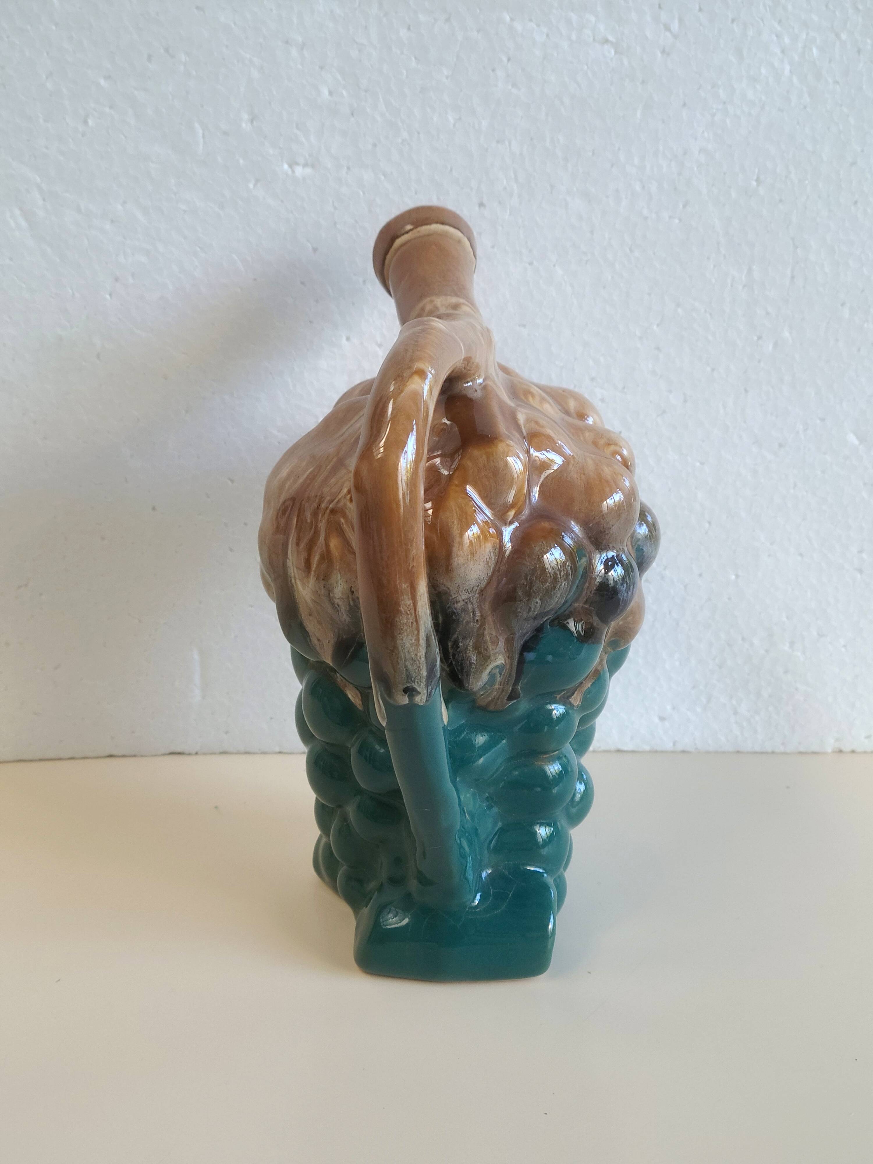 Carafe bottle grape barbotine ALPHO art deco