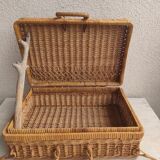Wicker and vintage rattan suitcase