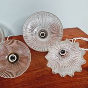 Suspension Art Déco en verre rainuré, années 1920-30