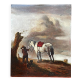Reproduction by George Boellaard of the oil painting 'Grey Horse' by Wouwermans