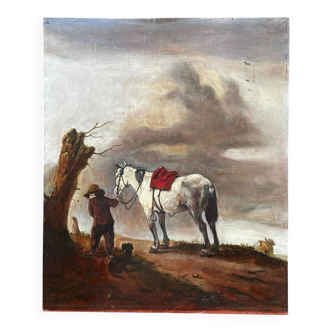 Reproduction by George Boellaard of the oil painting 'Grey Horse' by Wouwermans