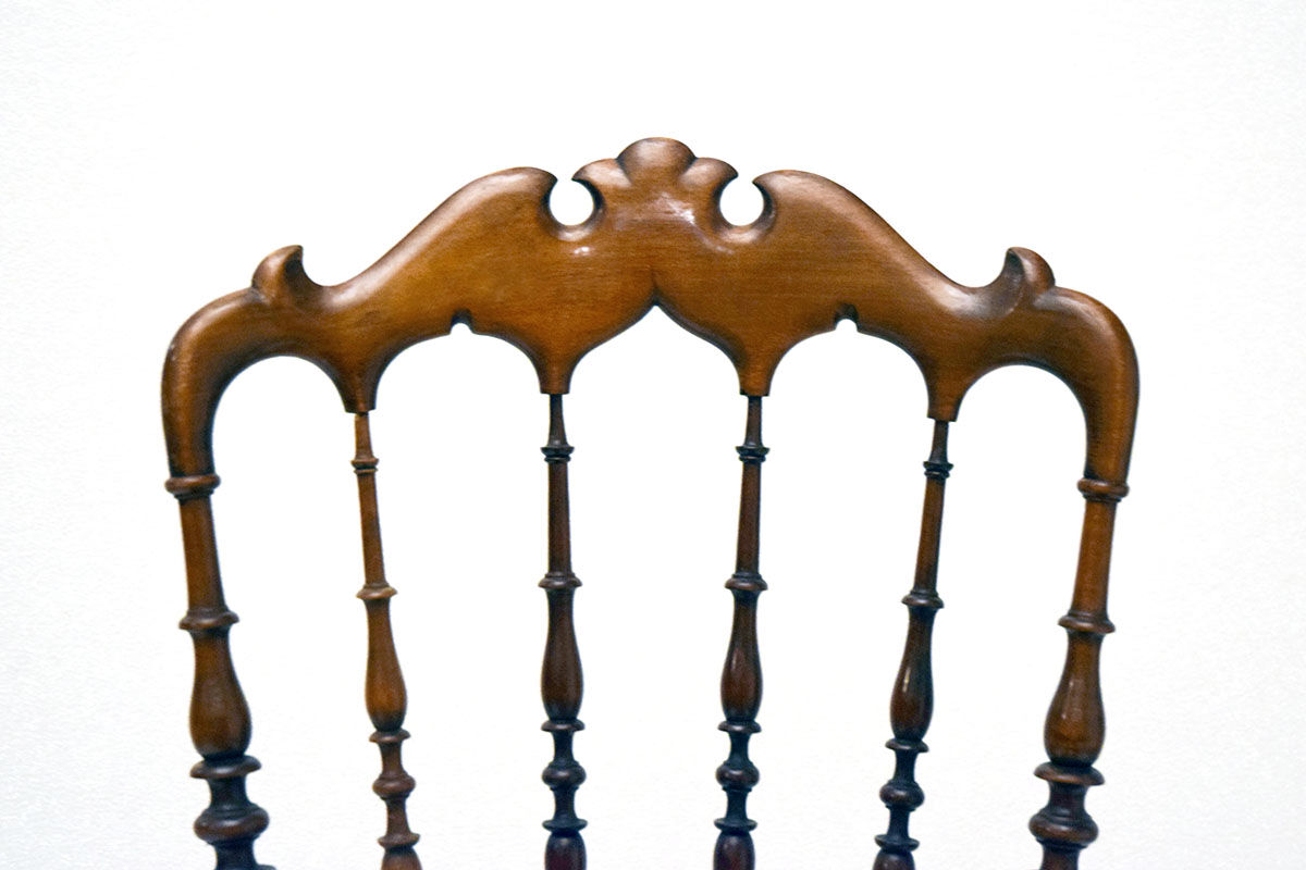 Chiavarina chairs in cherry wood with straw seat, early 20th century, Set of Four