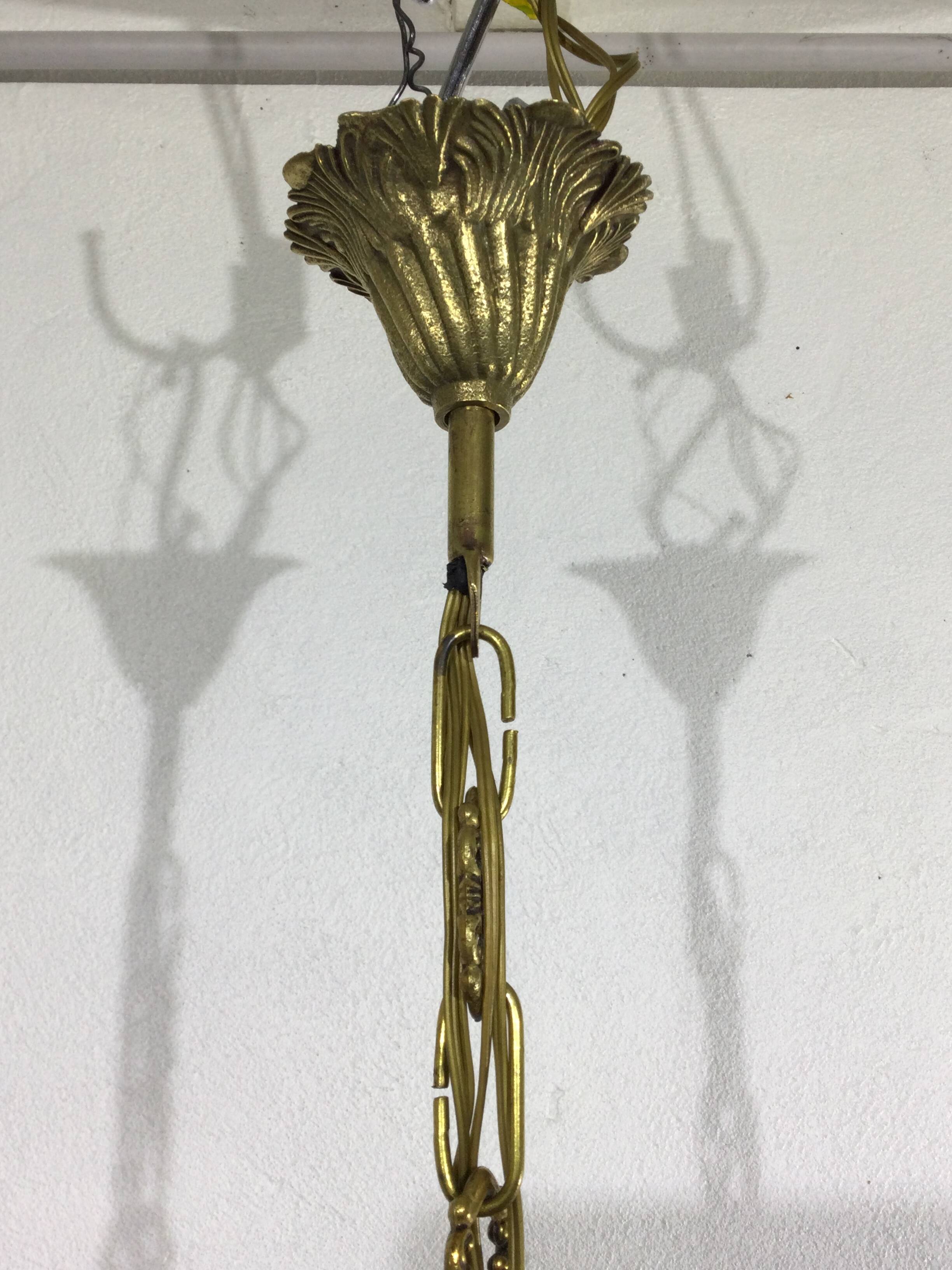 4 light bronze and crystal chandelier