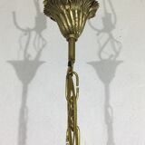 4 light bronze and crystal chandelier