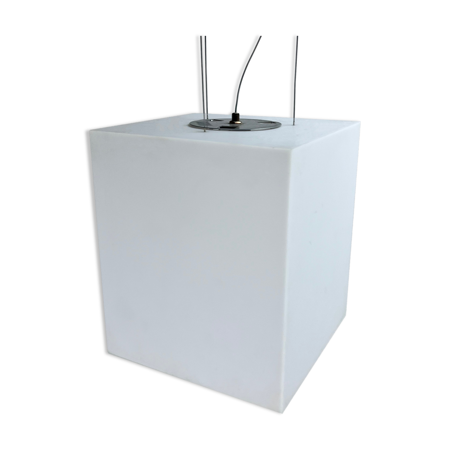 White plastic design cube pendant by Delta light Belgium, 1990s