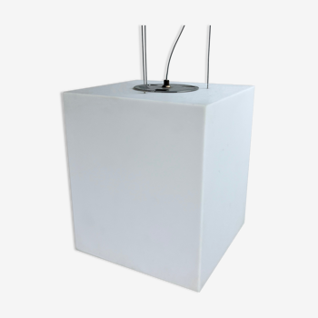 White plastic design cube pendant by Delta light Belgium, 1990s