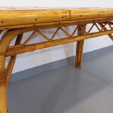 Vintage dining table in rattan and ceramic from Vallauris from the 50s and 60s